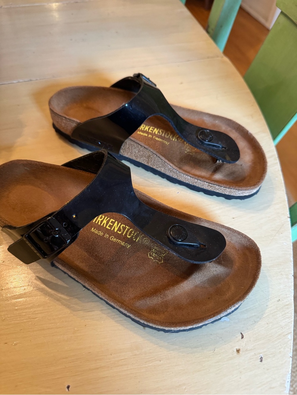 Birkenstock Black Patent Gizeh Thong Sandals